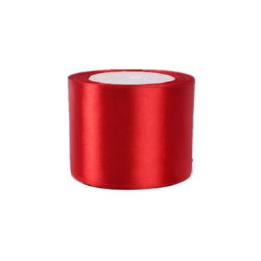 Imagem de 25 jardas laço de fita de cetim 1 rolo 4 cm de largura fita sólida DIY artesanato presentes festa de casamento decoração de embrulho de cadeira (vermelho)