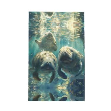 Imagem de XLLingL Toalhas de cozinha de waffle com estampa de peixe-boi, panos de prato de microfibra, para decoração e limpeza de cozinha - 1 peça