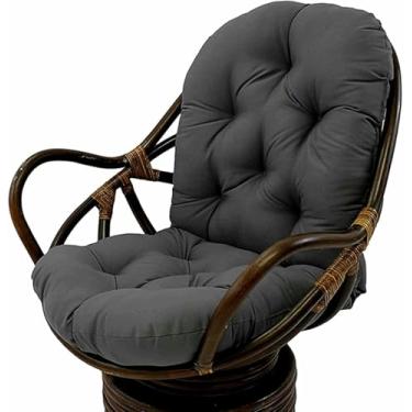 Imagem de Almofadas de substituição para cadeiras de balanço, assentos grossos e sólidos para cadeiras giratórias, reclináveis ​​e dobráveis ​​de vime, para uso interno e externo em varandas e pátios.