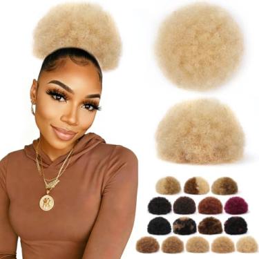 Imagem de HBKRF Rabo de cavalo afro puff cordão para mulheres negras 15 cm #613 cabelo humano cabelo humano cacheado crespo curto rabo de cavalo para cabelo natural