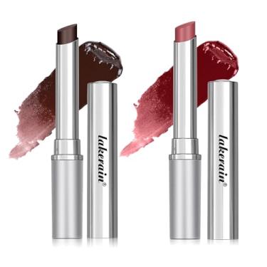 Imagem de Batom de mel matizado, batom hidratante com fórmula transparente, acabamento brilhante natural (1 peça preta + 1 peça rosa)