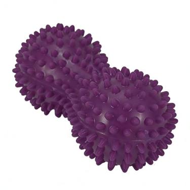 Imagem de Bola de massagem pontiaguda de amendoim roxo design de extremidade dupla para relaxamento muscular ponto gatilho massagem e recuperação diária