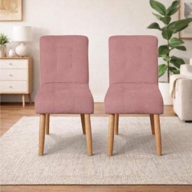 Imagem de Kit 02 Cadeiras Jantar Luna Suede Rose para Quarto Sala salão recepção