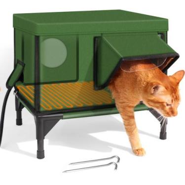 Imagem de Casa para Gato Aquecida JLSAME - Elevada para Exterior com Almofada