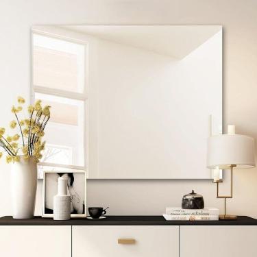 Imagem de Espelho Quadrado 80x80 Lapidado Borda Infinita Sala Banheiro Hall