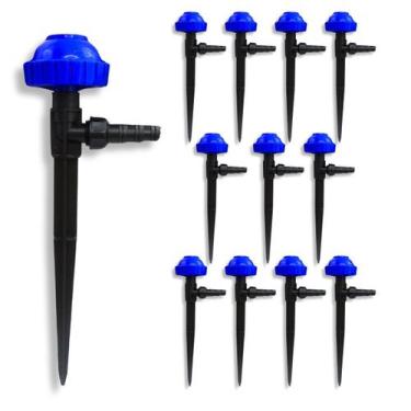 Imagem de Kit 12 Aspersor Vulcão Rosca 1/2 + Haste 30cm c/ Adaptador - Agrojet, 