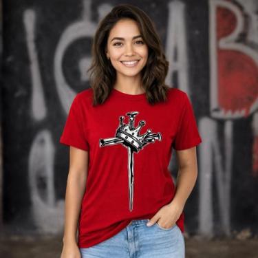 Imagem de Camiseta Unissex Coroa e Cravos Estampa Minimalista Casual Confortável