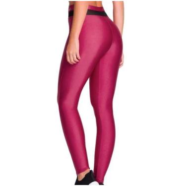 Imagem de Calça legging fitness com recorte rosa e preto selene sport tamanho:p,