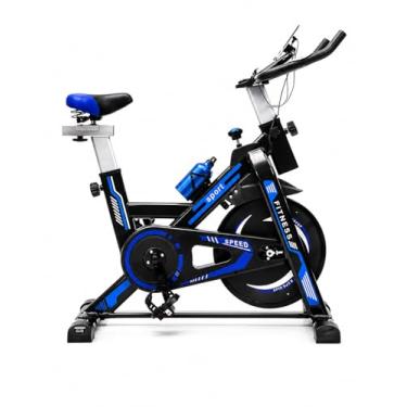 Imagem de Bicicleta Ergométrica para Spinning, Roda de Inércia 13kg, Capacidade 120kg, Preta e Vermelha, 8 Níveis de Resistência (Azul)
