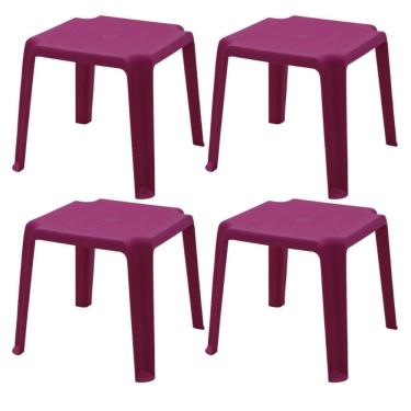 Imagem de Kit 4 Mesas Plásticas de Atividades Infantil Rosa Tramontina Adoleta 49x42cm Brinquedoteca Escola