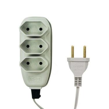 Imagem de Extensão Tripla 5 Metros 2P 10A Cinza Ilumi Materiais Elétricos Bivolt