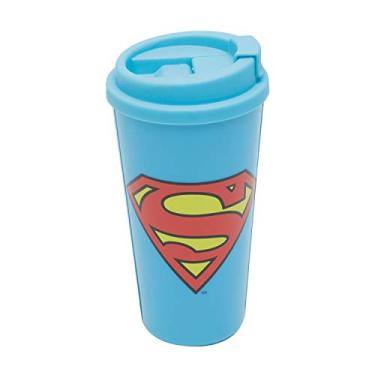 Imagem de COPO PLÁSTICO GRAB N' GO WB DC OR SUPERMAN LOGO AZUL 7,7X5,2X16,5 cm 500ml
