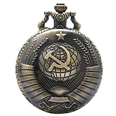 Imagem de Relógio de quartzo com martelo soviético antigo USSR com corrente de colar masculina com pingente de bronze