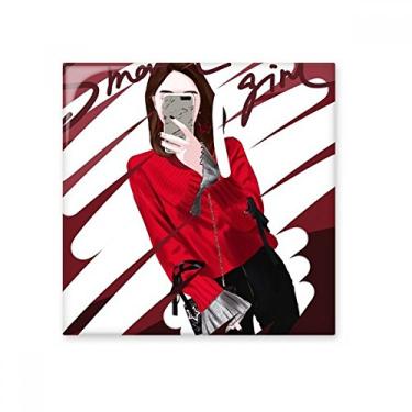 Imagem de Adesivo brilhante de azulejo de cerâmica com ilustração Smart Girl