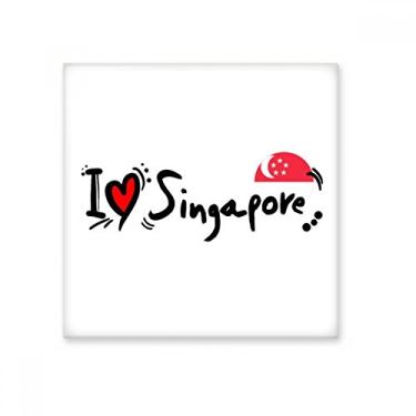 Imagem de I Love Singapura Bandeira de Palavra Amor Ilustração Coração Azulejo de Cerâmica Brilhante Decalque Pedra Adorna de Tijolos Vitrificados