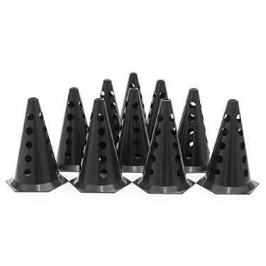 Imagem de Kit 10 Cones Furados Preto Para Circuito Agilidade Funcional Cor:Preto;tamanho:G;Genero:Unissex