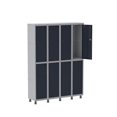 Imagem de Armário Roupeiro 8 Portas Aço Grp 504/8 Pandin Móveis Cinza/azul Del Rey