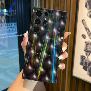 Imagem de Capa de acrílico revestida Aurora para Samsung Galaxy S23 Ultra S22 S21 Plus S20 FE A52 A12 A72 A54 A32 A71 A51 A13 A50 Capa colorida, preta, para Samsung A74