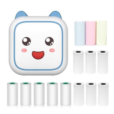 Imagem de Daconovo impressora térmica multifuncional portátil, fabricante de adesivos, foto instantânea, impressão sem tinta, suporte para conexão BT para smartphone com 9 rolos de papel 57 mm + 5 rolos de NS