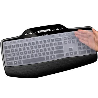 Imagem de Capa de teclado para Logitech MK710-RB MK710 MK735 MK700 Protetor de teclado de silicone ultrafino sem fio Logitech MK710 Acessórios-Transparente