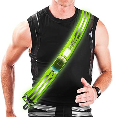 Imagem de Faixa refletiva com cinto de corrida - Equipamento de segurança para caminhada noturna, equipamento de corrida refletivo para homens, mulheres e crianças, colete refletivo de alta visibilidade com