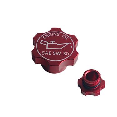 Imagem de DEWHEL Tampa de enchimento de óleo de motor de alumínio vermelha compatível com GM 1992-2018 Número de referência FC208 FC242 FC219 FC243 FC252 80987 MO-99 10099 42315