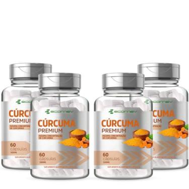 Imagem de 4 Potes Curcuma Longa Curcumina Pura 500Mg 240 Cápsulas Ecomev