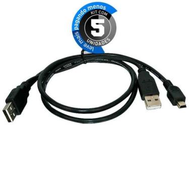 Imagem de Cabo Usb Para Hd Externo - 2 Usb X 1 Mini Usb - Kit Com 5 - Cirilo Cab
