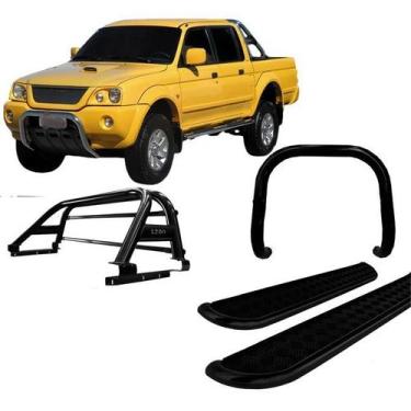 Imagem de Kit Quebra Mato Estribo Santo Antônio L200 ate 2004 Preto - HOZZ