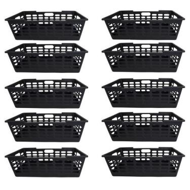 Imagem de Kit 10 Cesto Decorativo Multiuso Grande Preto 29x15x51CM  25463PM Aten