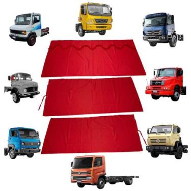 Imagem de Cortina Cetim Caminhão c/ 3 Pçs Volks/ Mercedes Cabine Peq - JCS Acess