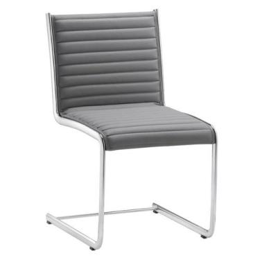 Imagem de Cadeira Escritório Fixa Cinza Sem Braços Alezzi Cromada