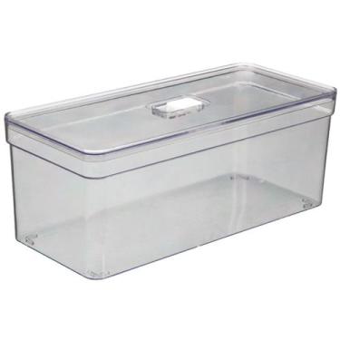 Imagem de Organizador Com Tampa e Cesta Retangular Transparente 1 UNIDADE - PLAS