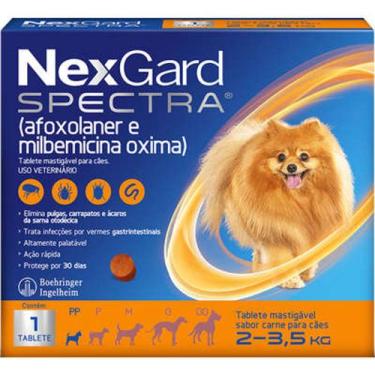 Imagem de NexGard Spectra Antipulgas e Carrapatos Para Cães de 2 a 3,5kg - Boehr