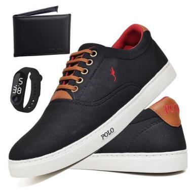 Imagem de Sapatênis Masculino Casual Confortável + Carteira + Relógio - Polo Blu