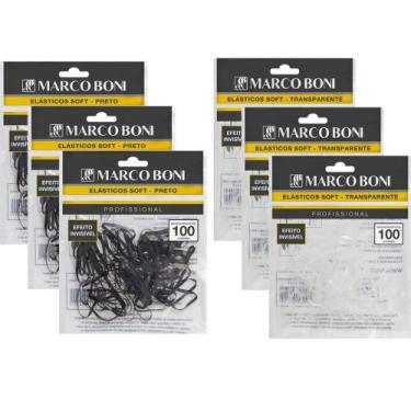 Imagem de Kit elasticos soft para cabelos 3un preto 3un transparente - marco bon