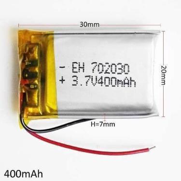 Imagem de Bateria 702030 7mm X 20mm X 30mm 400 Mah 2 Fios 3,7V 702030 grossa - b
