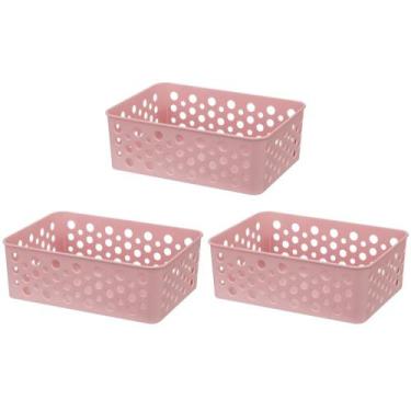 Imagem de Kit 3 Cesto Organizador Rattan Multiuso Armário Gaveta Lavanderia P (1