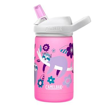 Imagem de Camelbak, Garrafa Eddy Kids De 350 mL, Isolamento Térmico, Aço Inoxidável, Sistema De Proteção Contra Engasgamento, Sem Vazamentos, Livres De Materiais Tóxicos, Fácil De Limpar, Preguiça Rosa