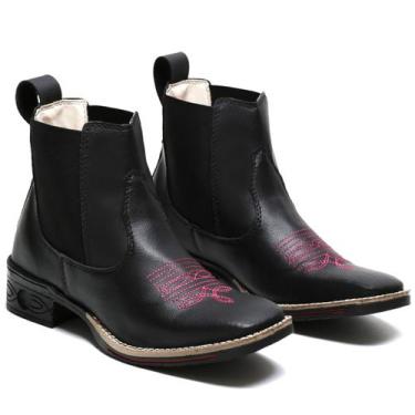 Imagem de Botina Bota Country Texana Feminina Bico Quadrado Elástico - GENERICA,