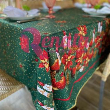 Imagem de Toalha de Mesa Natal Natalina 8 Lugares Gliter Víes Dourado - Casa di 