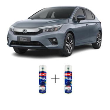 Imagem de Tinta Spray Automotiva Cinza Grafeno Honda 300ml + Spray Verniz 300ml 