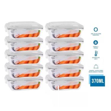 Imagem de Kit Conjunto 10 Potes Vidro Hermético Marmita com Tampa 370ml - Univen