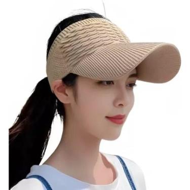 Imagem de Viseira de Praia Feminina Boné com Proteção Solar Aba Longa - FG, Bege