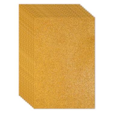 Imagem de PATIKIL Folha de espuma com glitter EVA brilhante dourado 28 x 20 cm de espessura 2 mm feltro de glitter EVA brilhante para projetos de artesanato DIY, 10 peças
