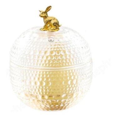 Imagem de Porta Maquiagem Joias Cotonete Vidro Incolor Coelhinho 15x11 - Vachero