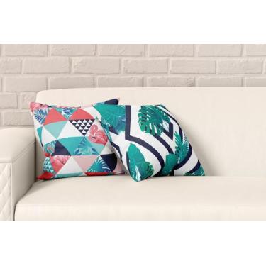 Imagem de Kit 2 Almofadas Com Enchimento Tropical Geométrico Verde - Core Decore