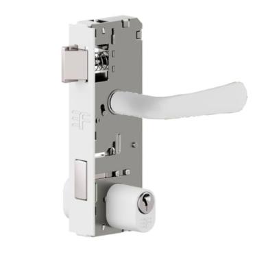 Imagem de FECHADURA PORTA VIDRO BATER 1520TA MAÇANETA BRANCA 3F 3080