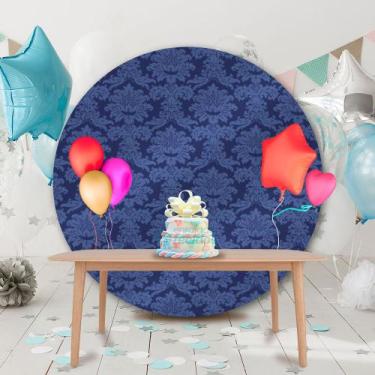 Imagem de Painel Redondo em Jacquard Azul Marinho Medalhão - Jacquard Tradiciona