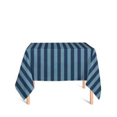 Imagem de Toalha de Mesa Quadrada em Tecido Jacquard Azul Marinho e Turquesa Lis
